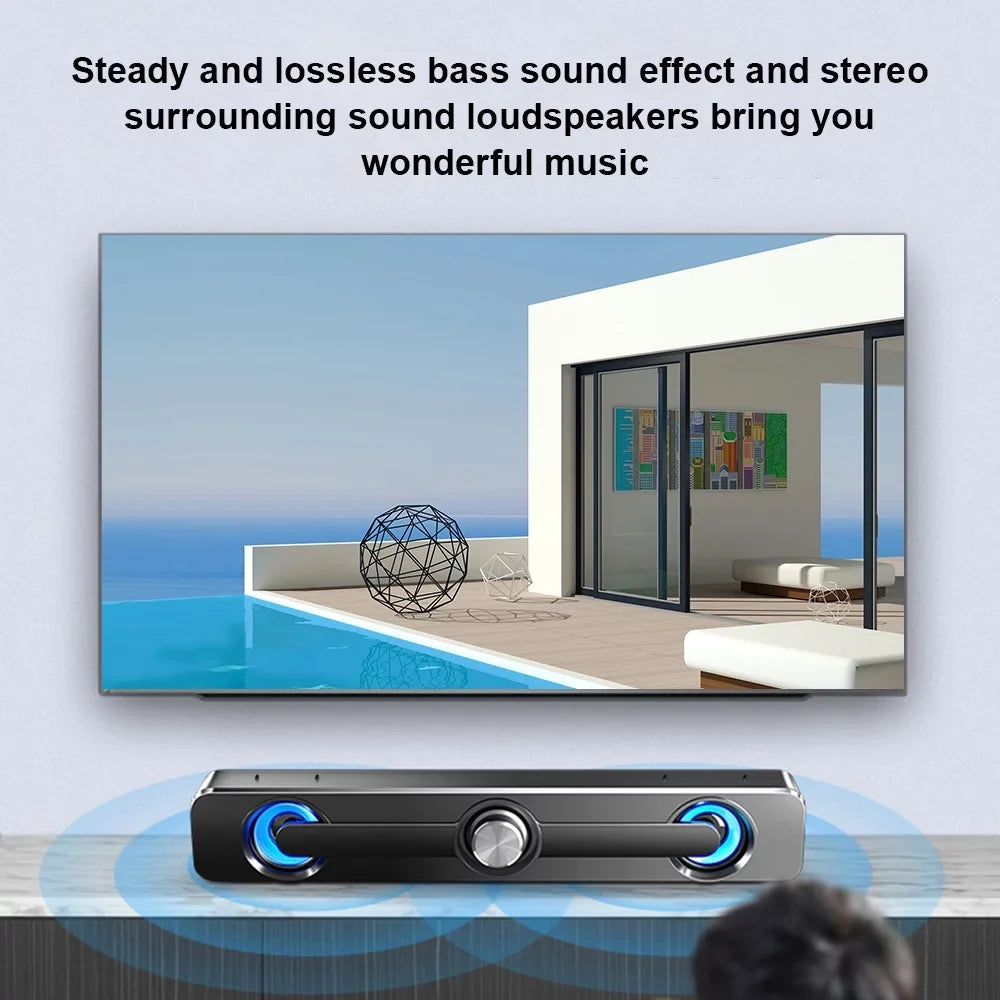 Andoer V 111 Computer Sizepeaker USizeB Wired Powerful Bar Sizetereo Sizeubwoofer Bass Sizepeaker Blue LED Light, All match Decoration