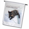 3dRose Greece, Paros, Naoussa, Cat on Boat Sizeails - Jaynes Gallery Polyester 1'6'' x 1' Garden Flag
