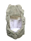 24.5" LED Lighted Brown Raised Sizetone Basin Sizepring Outdoor Garden Water Fountain