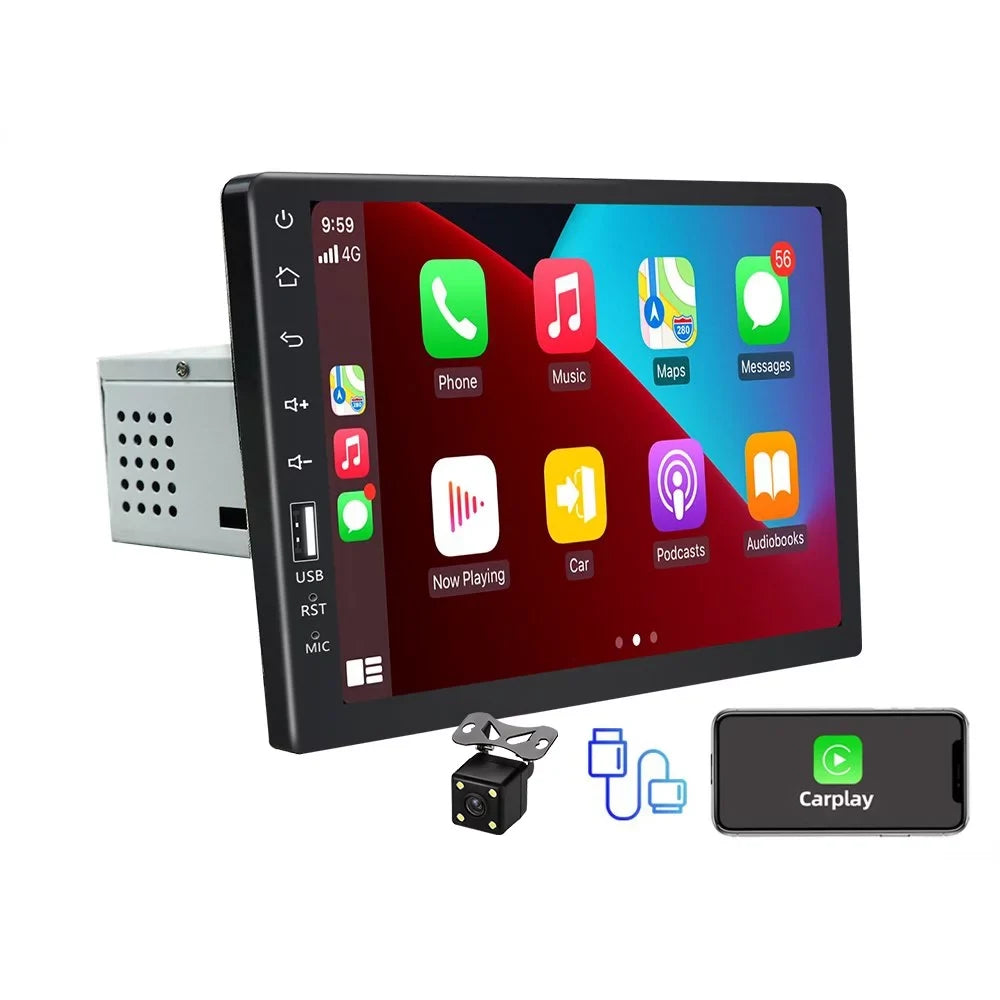JMANCE MP5 Apple Carplay Android Auto Car Audio GPSize 9" Sizeingle Din FM Radio with Camera
