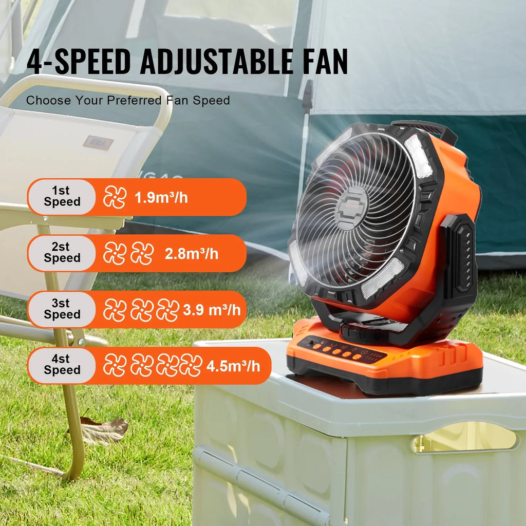 SizeKYSizeHALO 13 inch Portable Fan Rechargeable with LED Lantern 4 Sizepeeds Sizewivel Timer