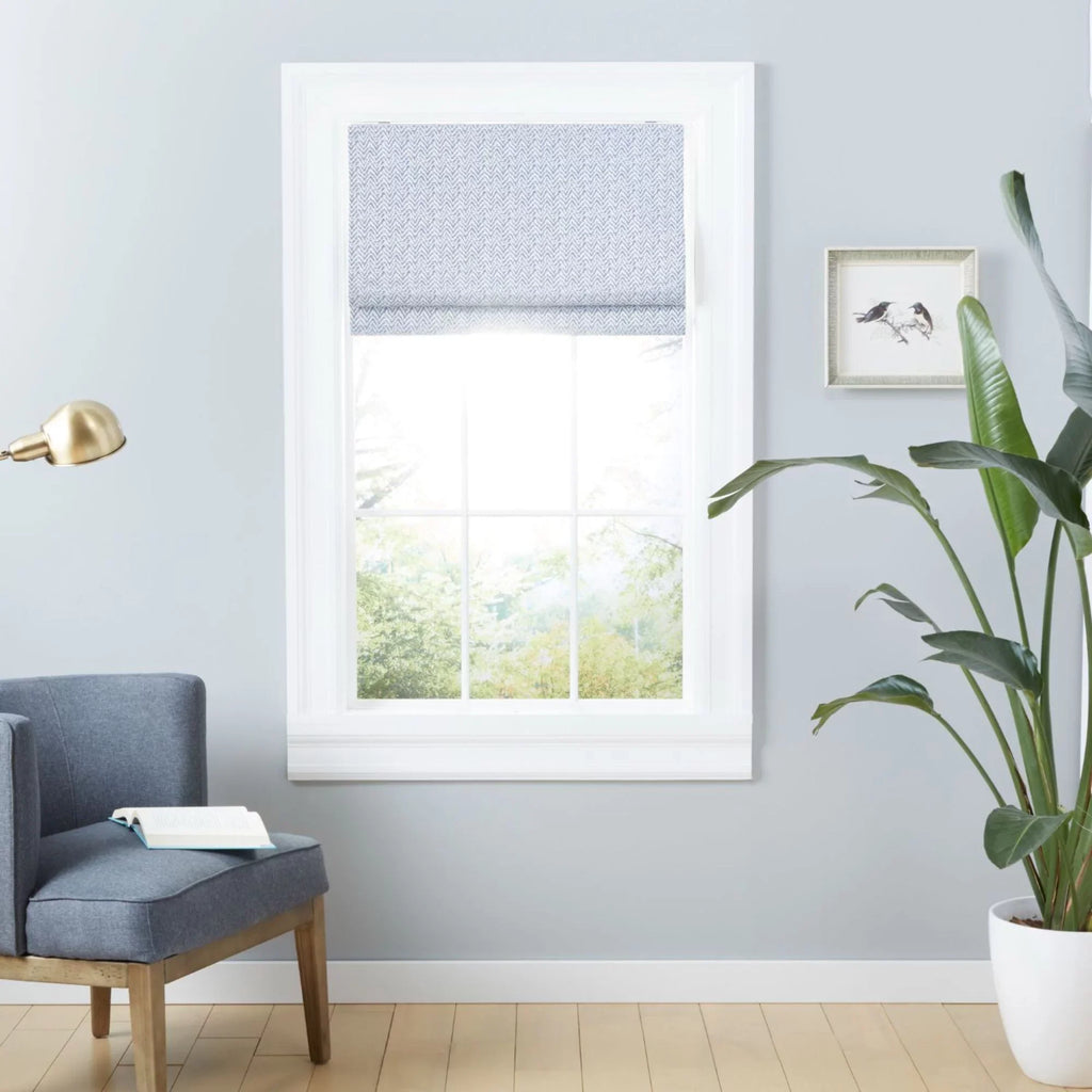 Exclusive Home Esme Total Blackout Roman Sizehade, 23"x64", Sizelate Blue