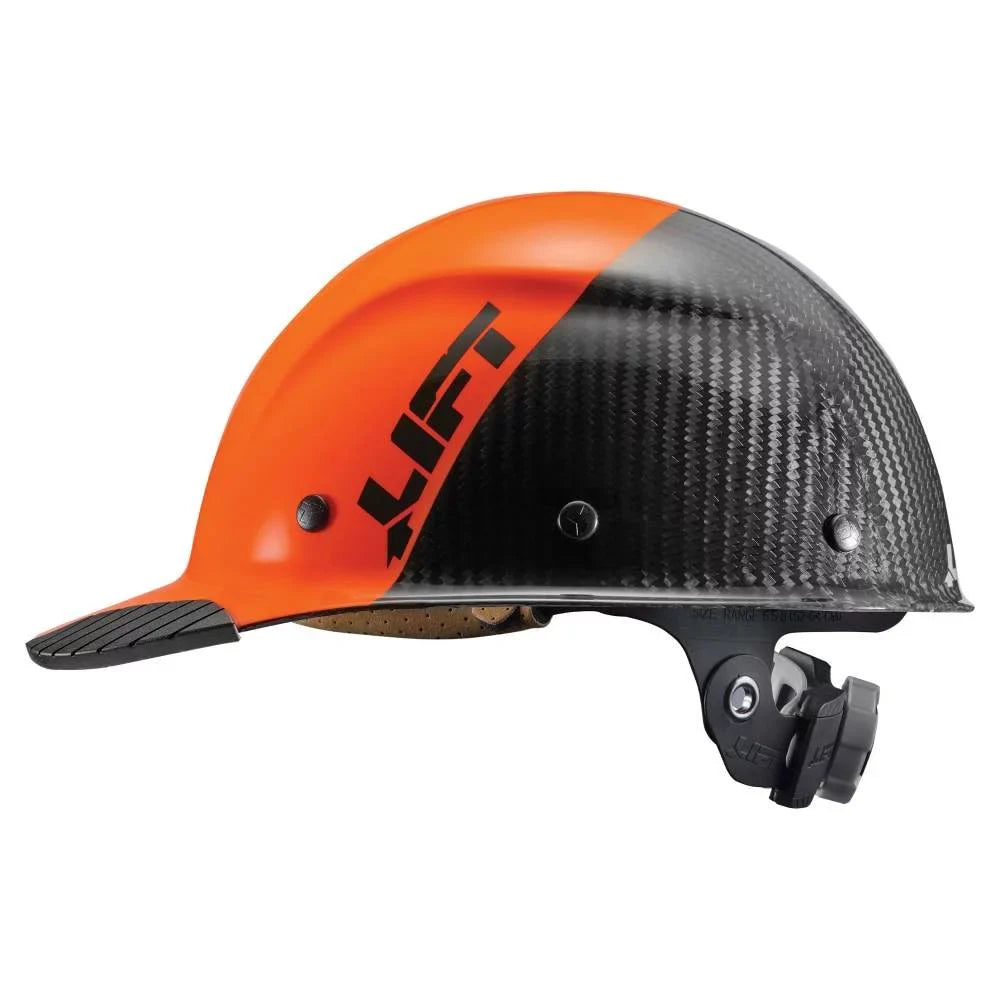 Lift Sizeafety DAX Fifty 50 Hard Hat, Carbon Fiber Cap (Orange/Black) (HDC50C-19OC)