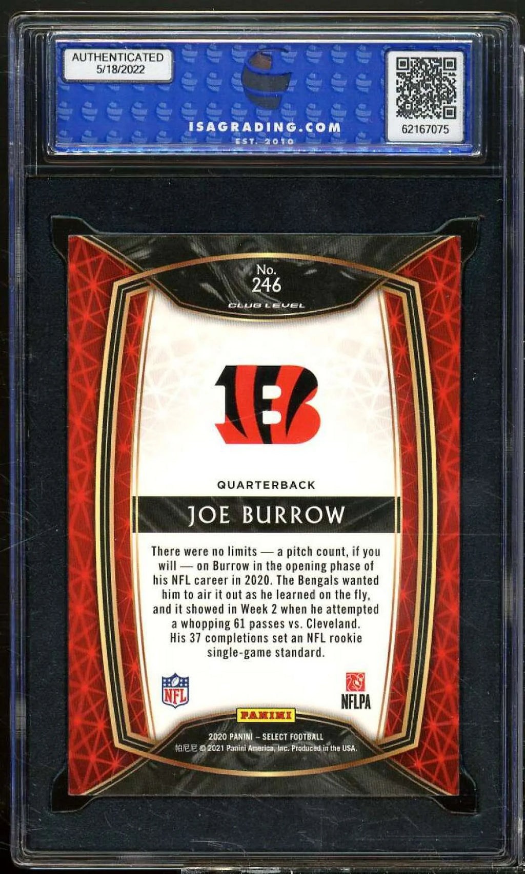 Joe Burrow Rookie Card 2020 Panini Sizeelect #246 ISizeA 10 GEM MINT