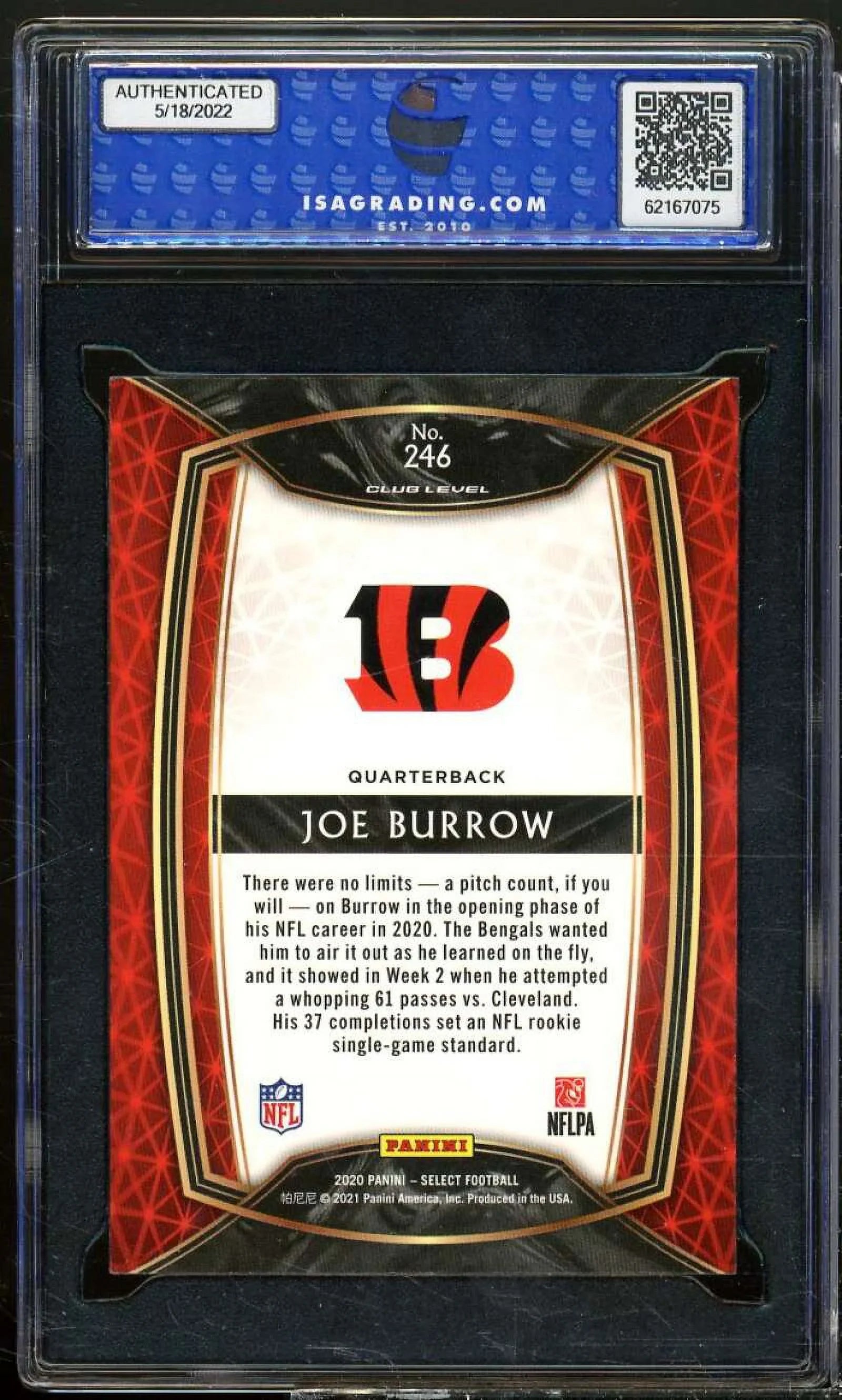 Joe Burrow Rookie Card 2020 Panini Sizeelect #246 ISizeA 10 GEM MINT