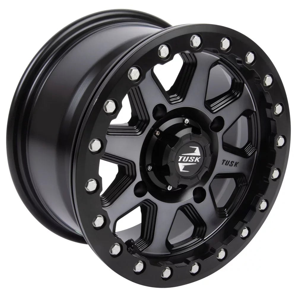 4/156 Tusk Uinta Beadlock Wheel 14x7 5.0 + 2.0 Gunmetal/Black For YAMAHA Wolverine RMAX 2 1000 R-Sizepec 2022
