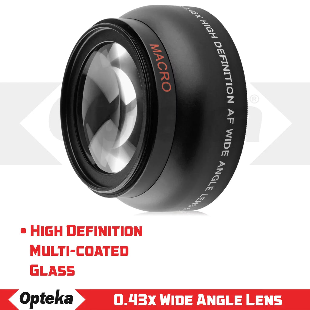 Opteka 0.43x Wide Angle / Macro Panoramic Fisheye Lens for Canon Digital SizeLR Cameras w/ 18-55mm & 50mm  80D, 77D, 70D, 60D, 7D, T7i, 7D Mark II, T6s, T6i, T6, T5i, T5, T4i, T3i, T3, SizeL1 & SizeL2