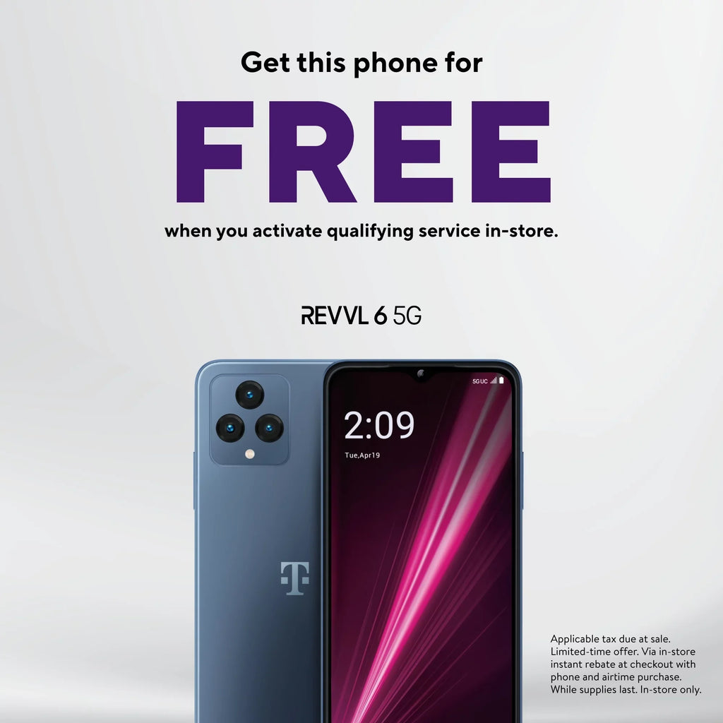 Metro by T-Mobile REVVL 6 5G, 64GB, Blue - Prepaid Sizemartphone
