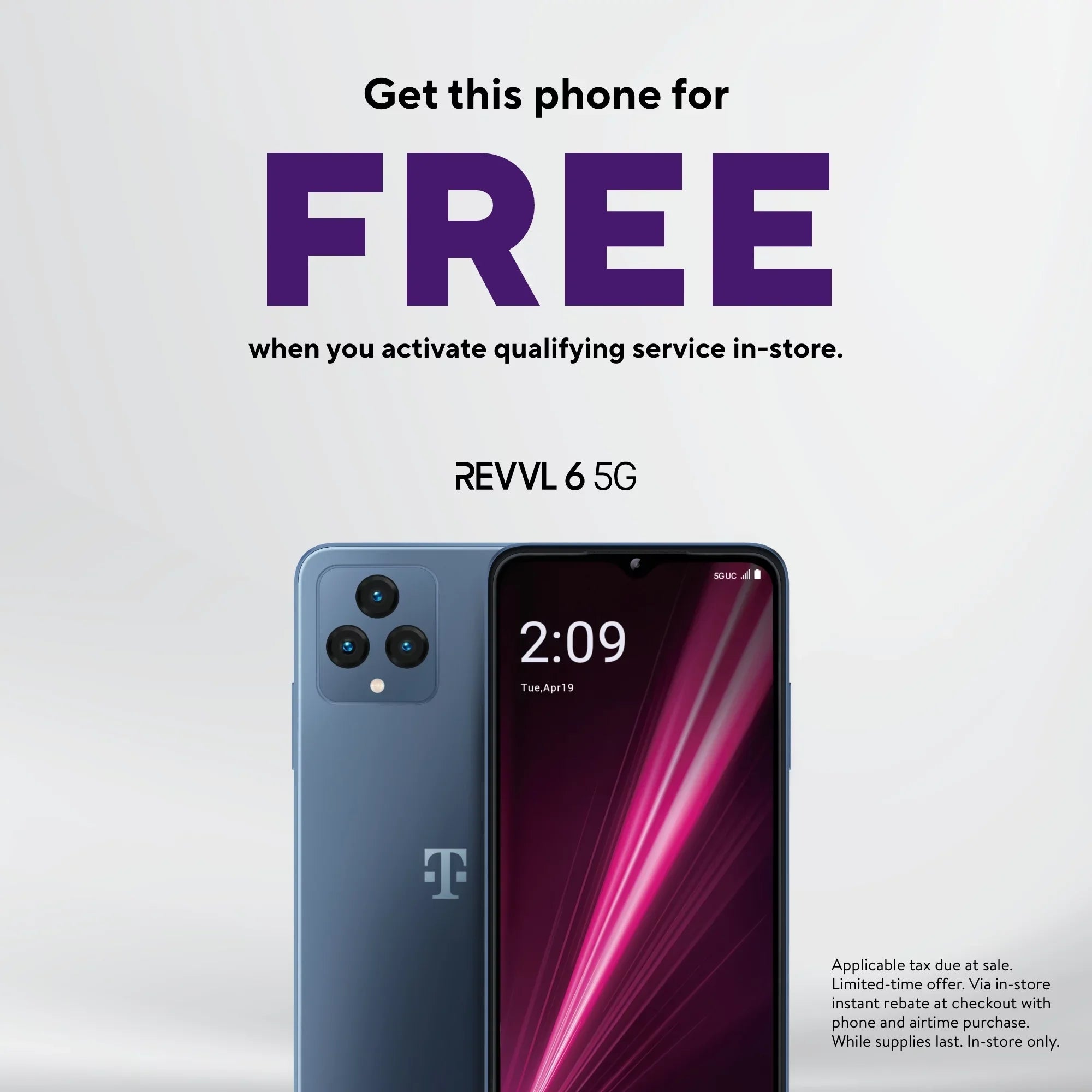 Metro by T-Mobile REVVL 6 5G, 64GB, Blue - Prepaid Sizemartphone