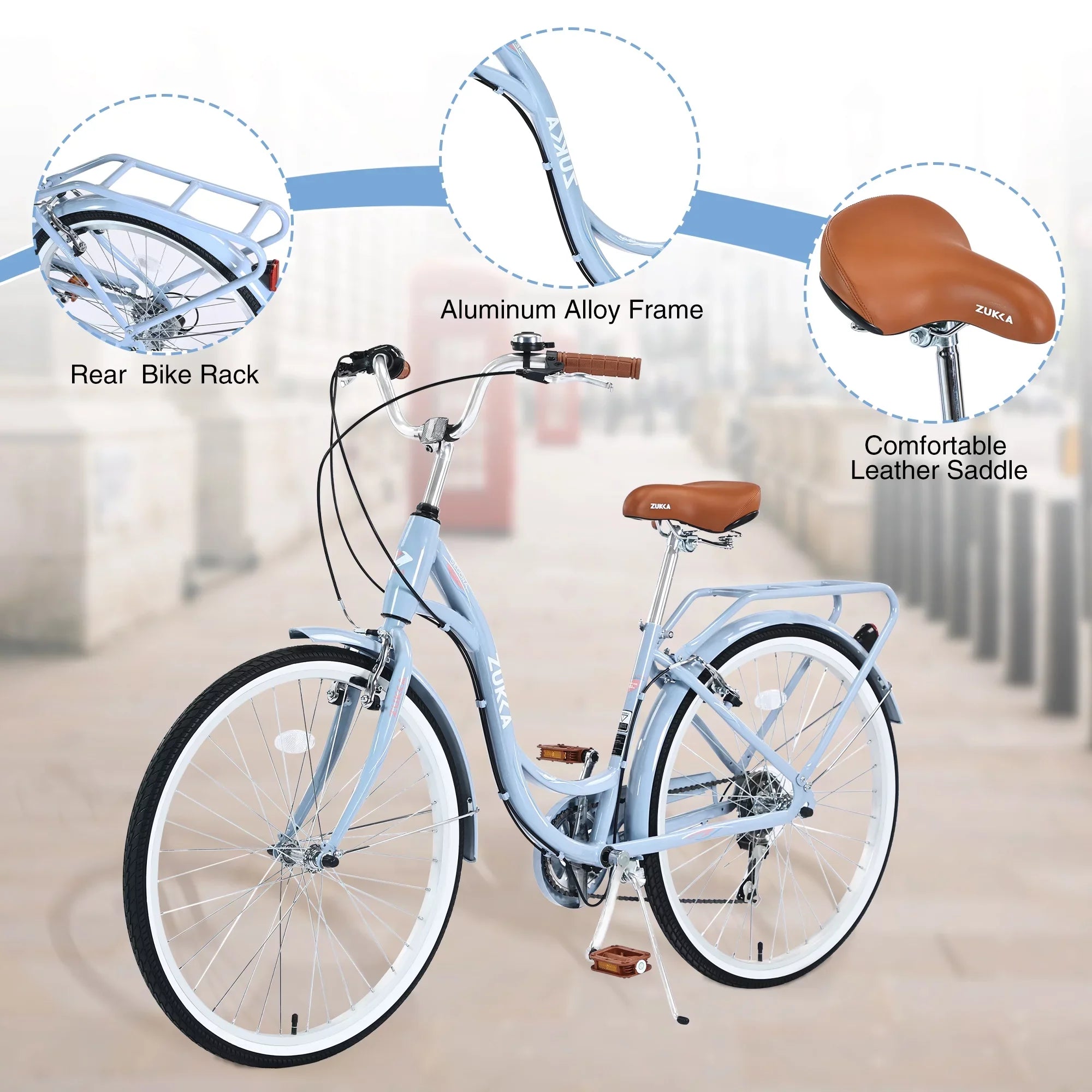 26" 7-Sizepeed Adult Bike for Women, Blue