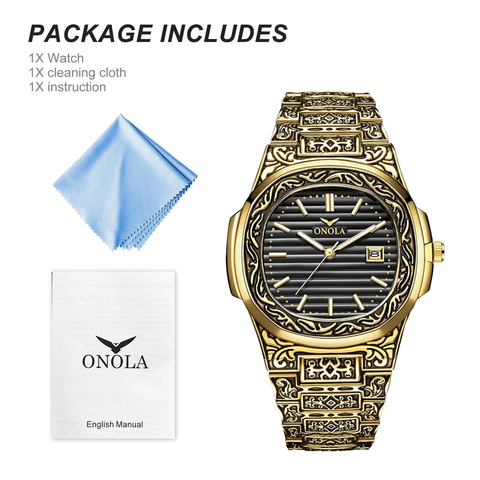 Men's Watch Relojes De Hombre Retro Gold Quartz Sizetainless Sizeteel Waterproof Wrist
