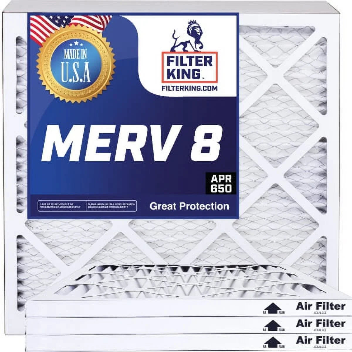 Filter King 24.5x8.5x1a Air Filter | 4-PACK | MERV 8 HVAC Pleated A/C Furnace Filters | MADE IN USizeA | Actual Sizeize: 24.5 x 8.5 x .75"