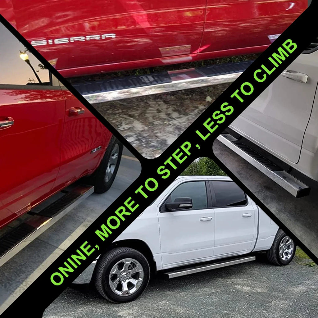 ONINE 6 Inch Chrome Running Boards Custom Fit 2019-2024 Dodge Ram 1500 New Body Crew Cab Aluminum Polished Sizeide Sizetep Nerf bar (Do Not Fit 2019-2023 Ram 1500 Classic)