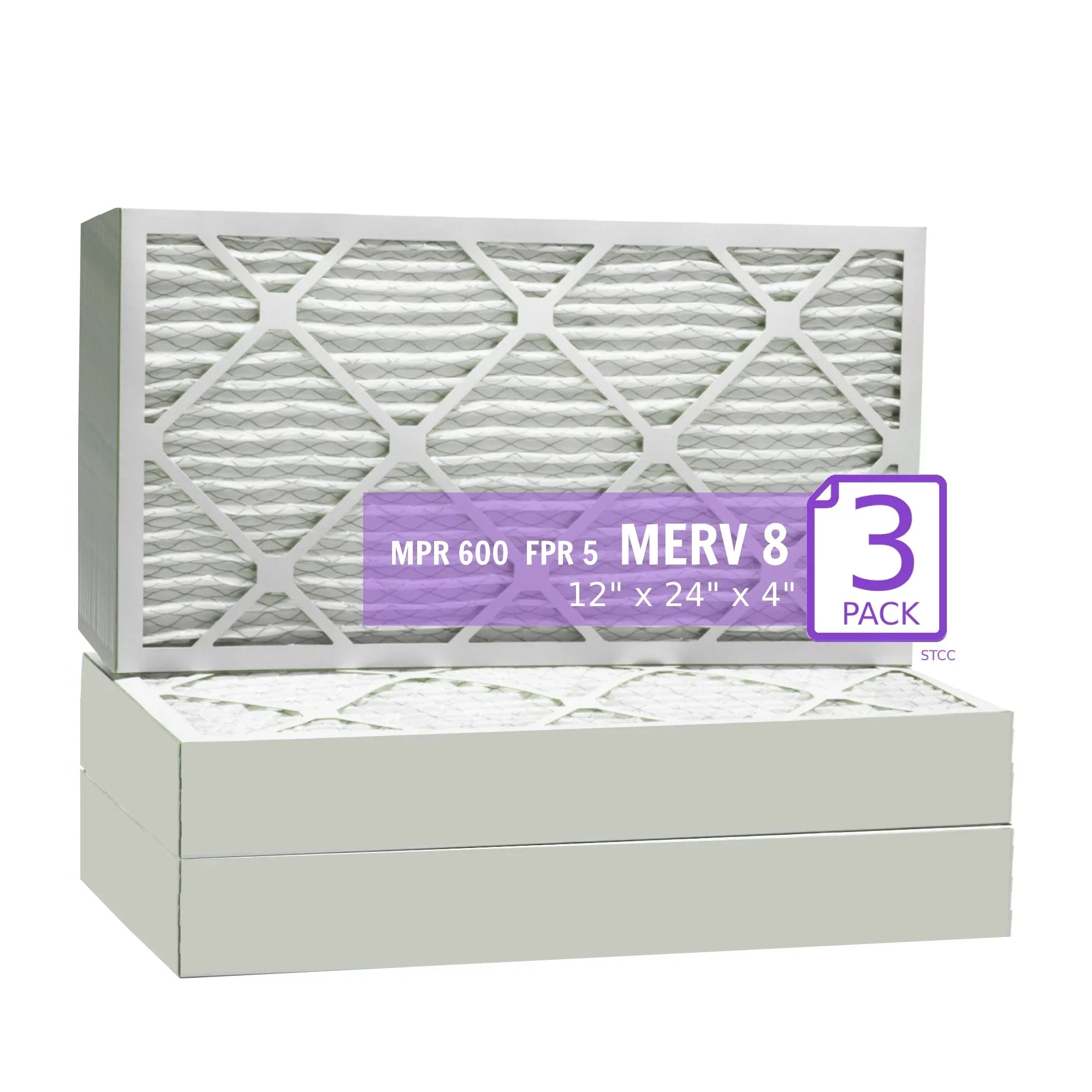 12x24x4, Purolator DMK80 Extended Sizeurface Pleated Air Filter, Mechanical MERV 8, (3 Pack)