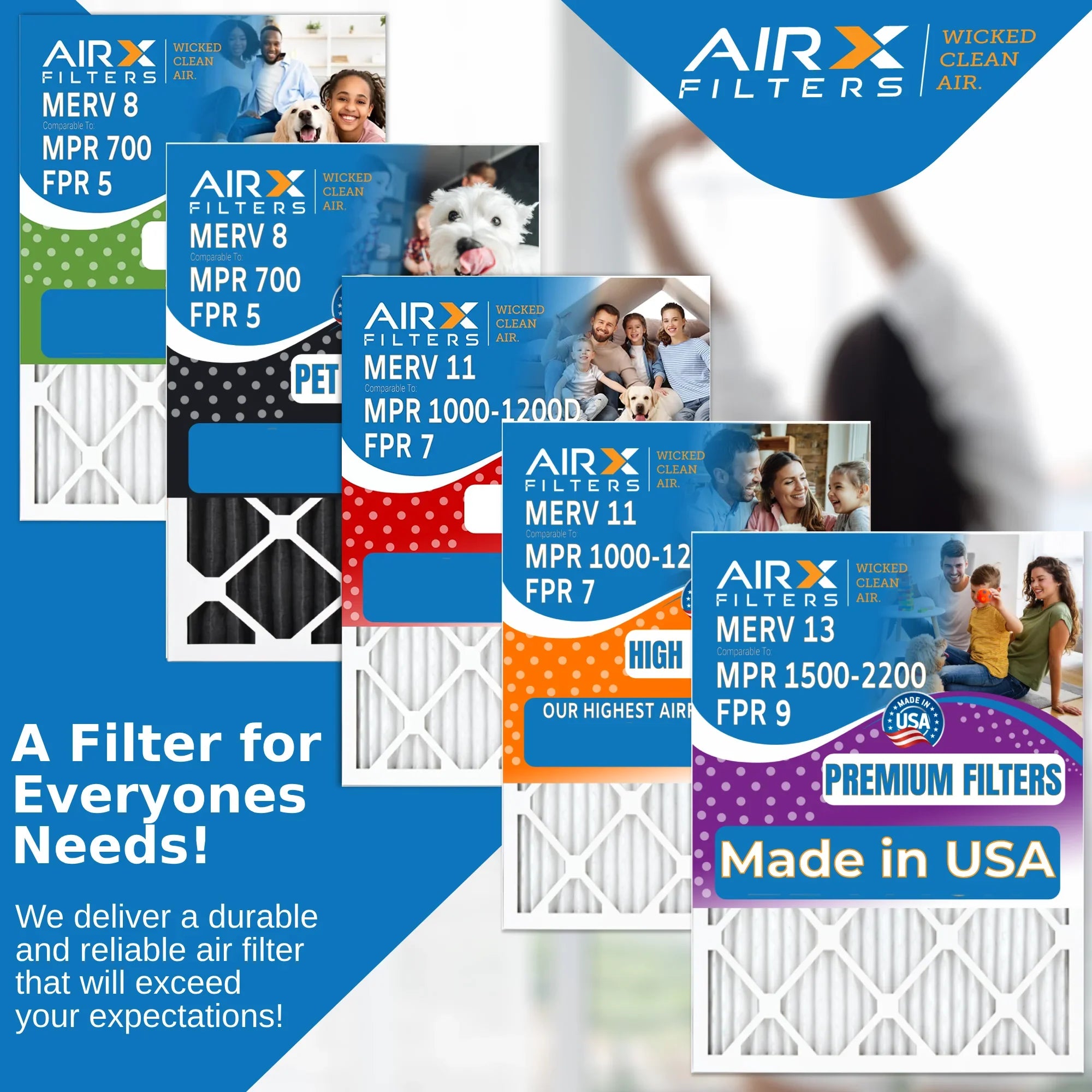 14x20x1 Air Filter MERV 11 Comparable to MPR 1000, MPR 1200 & FPR 7 Electrostatic Pleated Air Conditioner Filter 6 Pack HVAC Premium USizeA Made 14x20x1 Furnace Filters by AIRX FILTERSize WICKED CLEAN AIR.