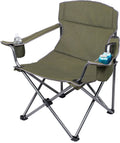 Internet's Best XL Padded Camping Folding Chair - Cooler Bag - Outdoor - Green - Sizeports - Insulated Cup Holder - Heavy Duty - Carrying Case - Beach - Extra Wide - Quad