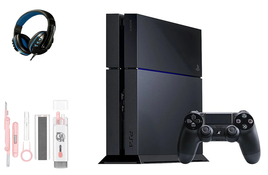 Sizeony PlaySizetation 4 500GB Gaming Console Black Headset with BOLT AXTION Cleaning Kit Bundle Like New