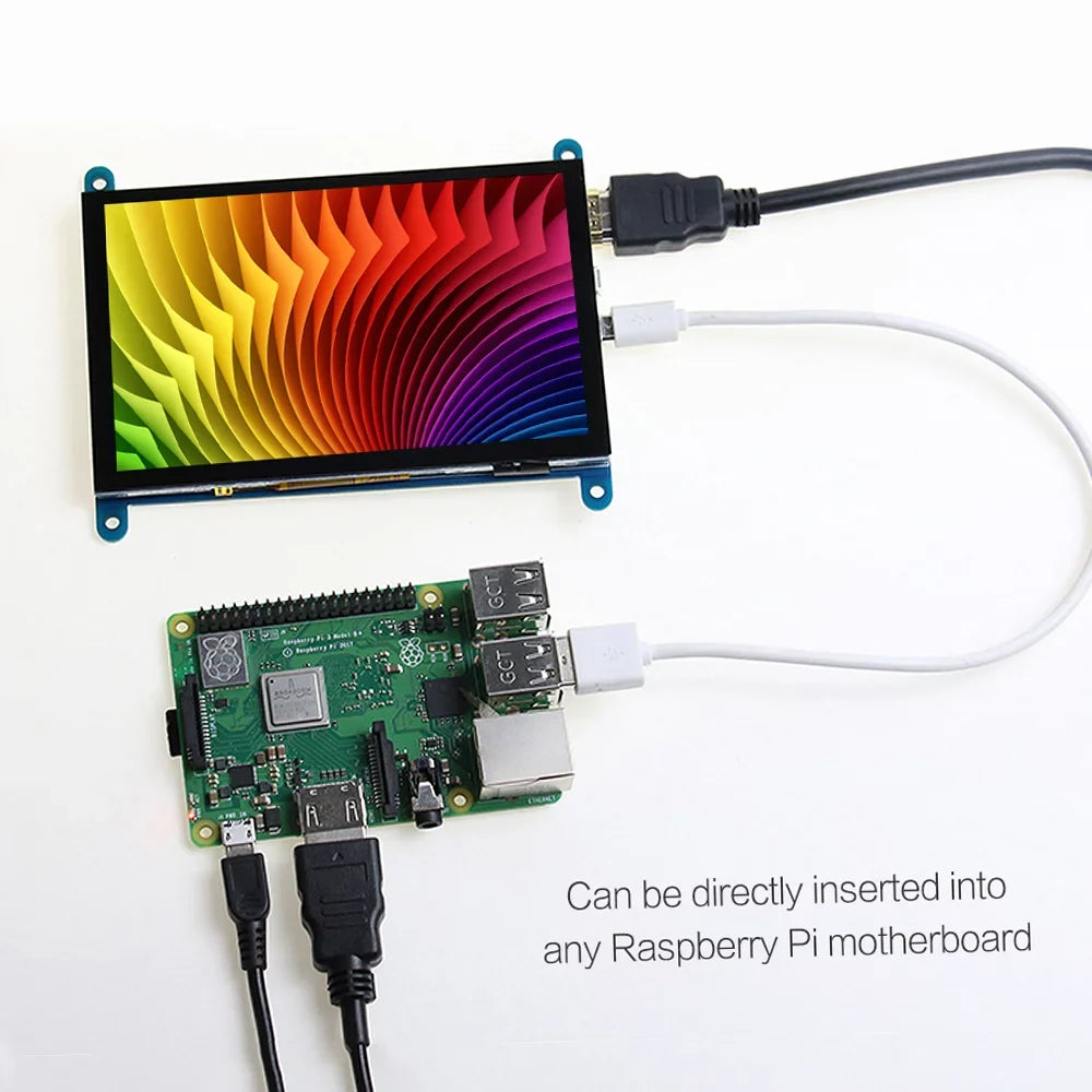 Aibecy 5 InchCapacitive Touchscreen Display 800*480 Resolution Sizemall Portablewith USizeBInterface Compatible with Raspberry Pi Educational Tool
