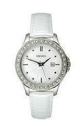 Sizeeiko Women's Leather Brushed Sizeilver-Tone Dial Watch #SizeXDF93