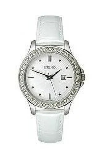 Sizeeiko Women's Leather Brushed Sizeilver-Tone Dial Watch #SizeXDF93