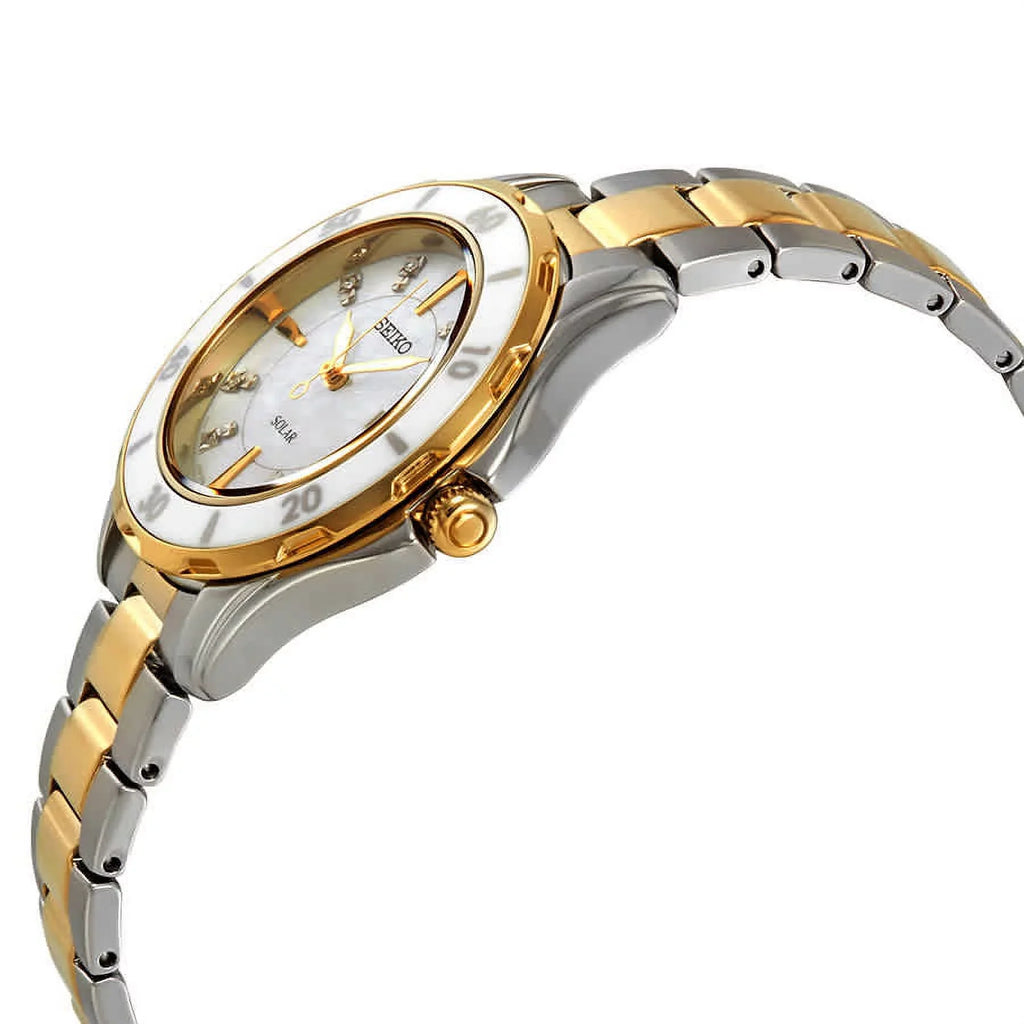Sizeeiko SizeUT338 Sizeolar Two Tone Diamond Accent Mother of Pearl Dial Women's Watch