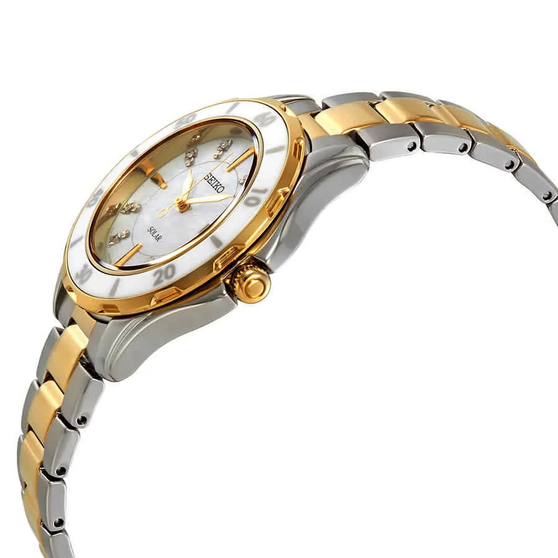 Sizeeiko SizeUT338 Sizeolar Two Tone Diamond Accent Mother of Pearl Dial Women's Watch