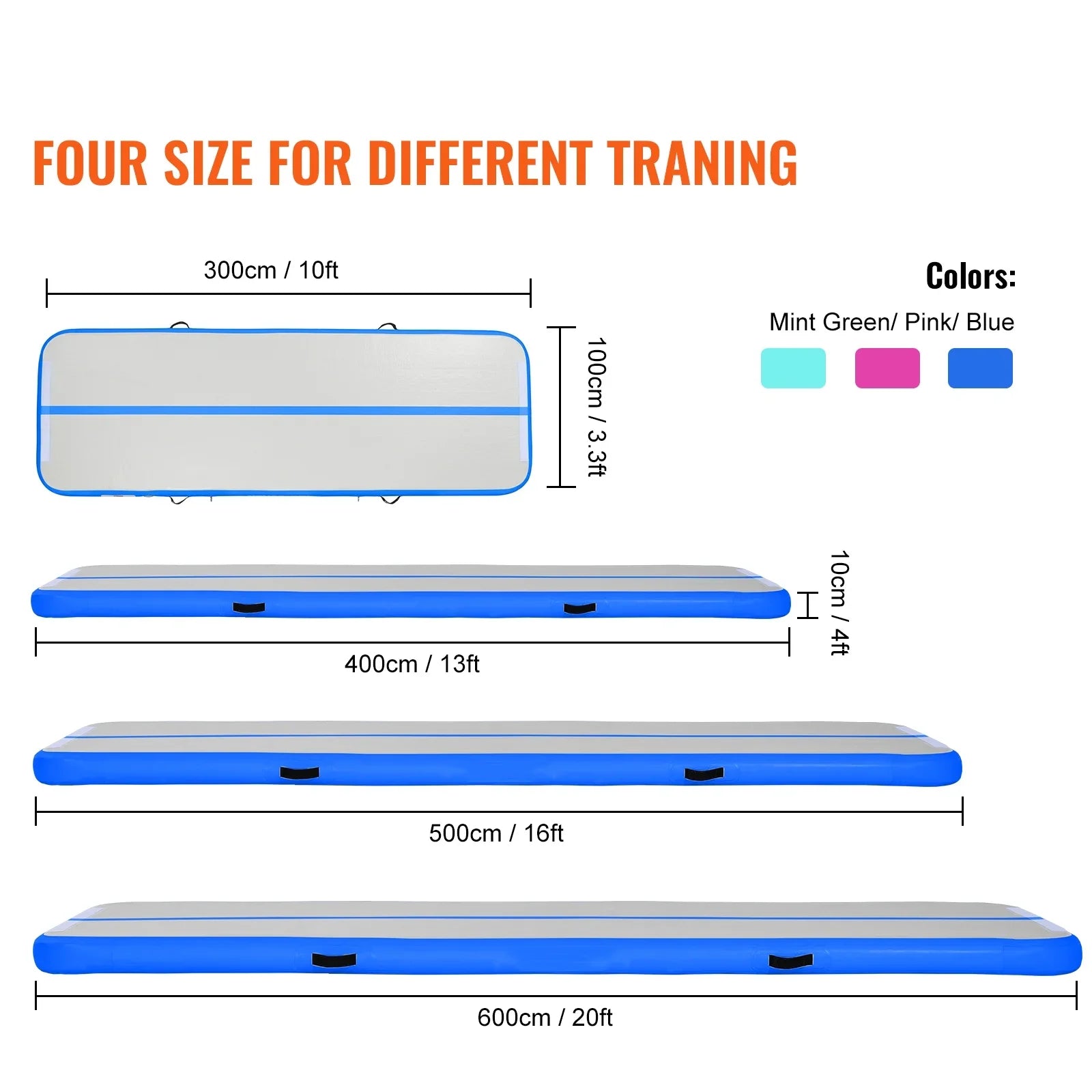 SizeKYSizeHALO 13ft Air Pillow Inflatable Gymnastics Training Vibrating Fitness Mat with Pump