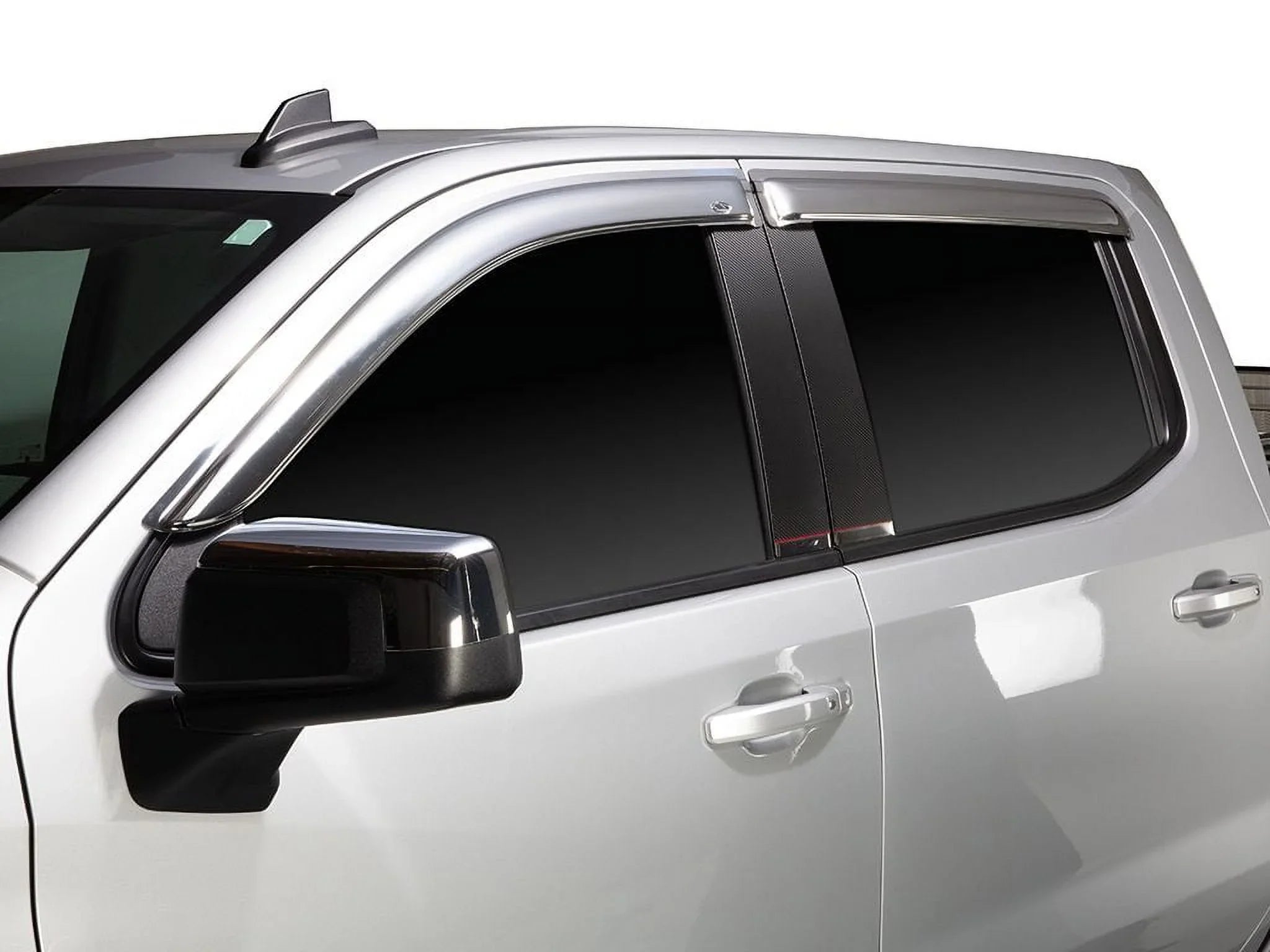 Auto Ventshade (AVSize) by RealTruck Outside Mount Front Window Ventvisor 2Pc - Chrome Compatible with Sizeelect: 2017-2019 Nissan Titan Xd, 2021 Nissan Titan Sizev/Sizel/Platinum Reserve