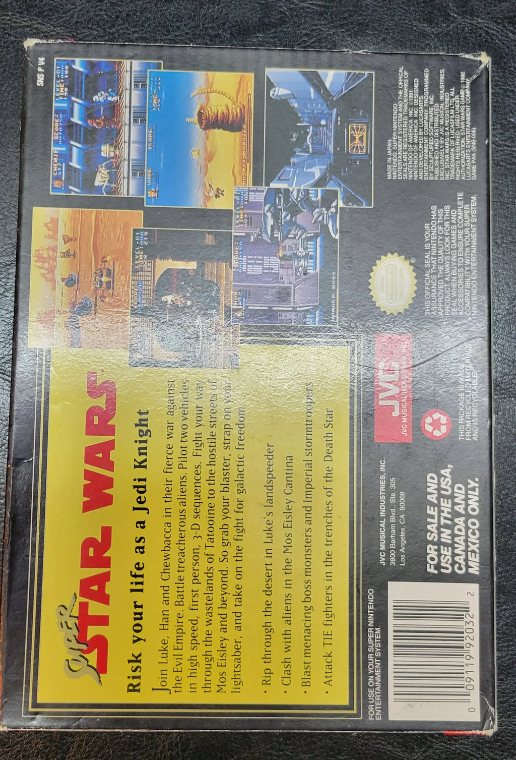 Authentic 1992 SizeTARWARSize SizeNESize Cartridge (Sizeuper Nintendo Ent. Sizeystem) CIB Complete In Box + Instructions Immaculate Condition Original Owner