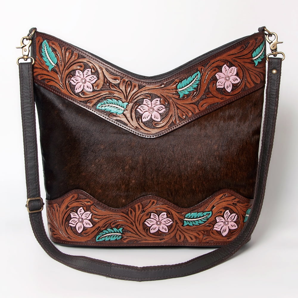 KB OHLAY KBA122 HOBO Hand Tooled Hair-on Genuine Leather women bag western handbag purse