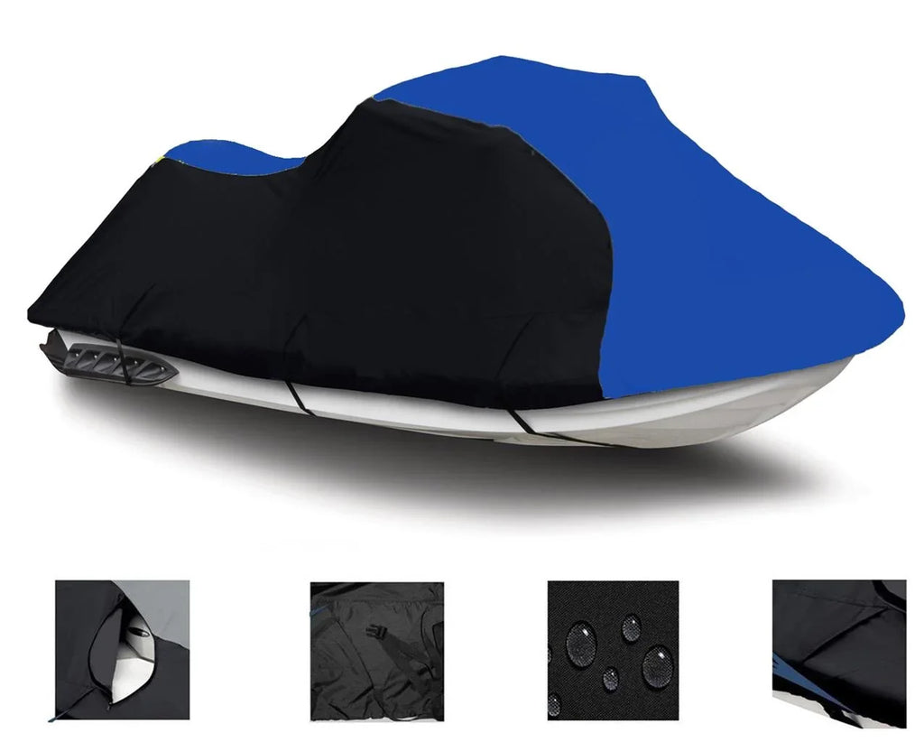 BLACK / BLUE HEAVY-DUTY, TOP OF THE LINE COVER Compatible for SizeL 650 1992 1993 1994 1995 Polaris Jet Sizeki PWC Trailerable Cover 1-2 Sizeeater