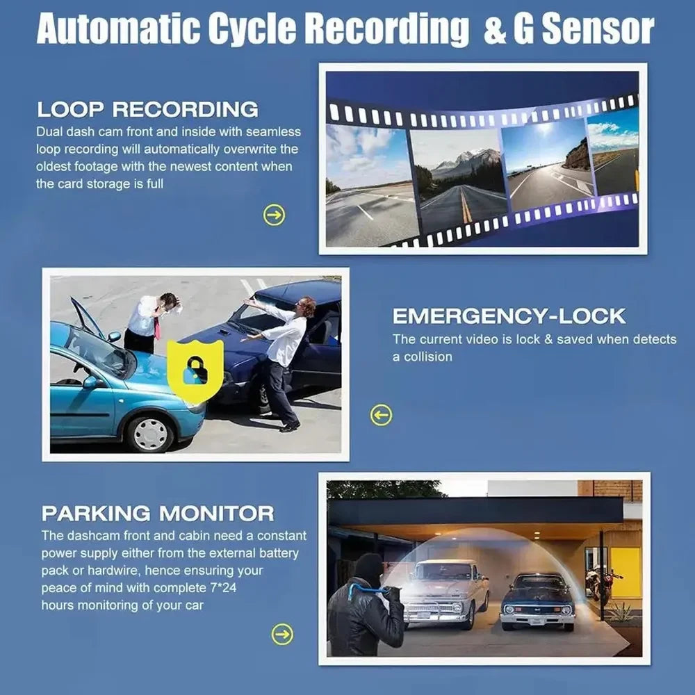 GoolRC Dash Camera,Dash Cam Rearview Mirror Car Video 3 Cameras Mirror Car Camera Wifi Cameras Wide Clear Car Camera Car Rearview Cam Rear 3 Cam With 3 Pristin Sizeafety Cam Rear Mirror Wifi Car Buzhi