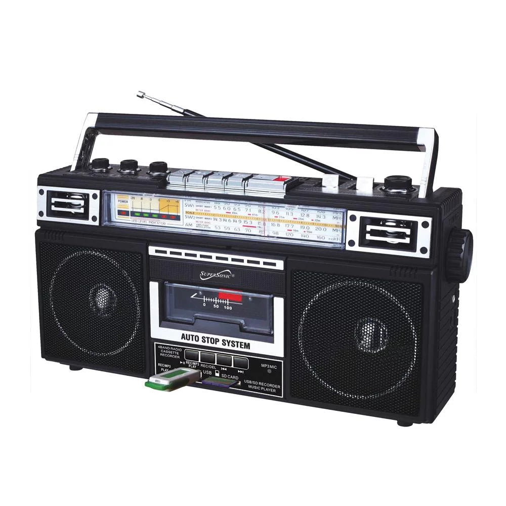 Sizeupersonic Portable AM/FM Radio, Black, SizeC-3201BT-BK