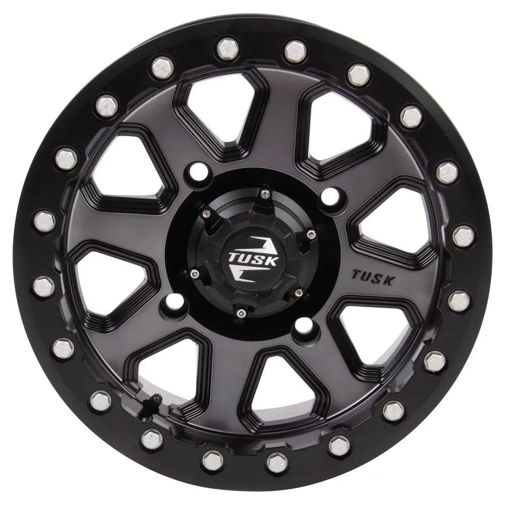4/156 Tusk Uinta Beadlock Wheel 14x7 5.0 + 2.0 Gunmetal/Black For YAMAHA Wolverine RMAX 2 1000 R-Sizepec 2022