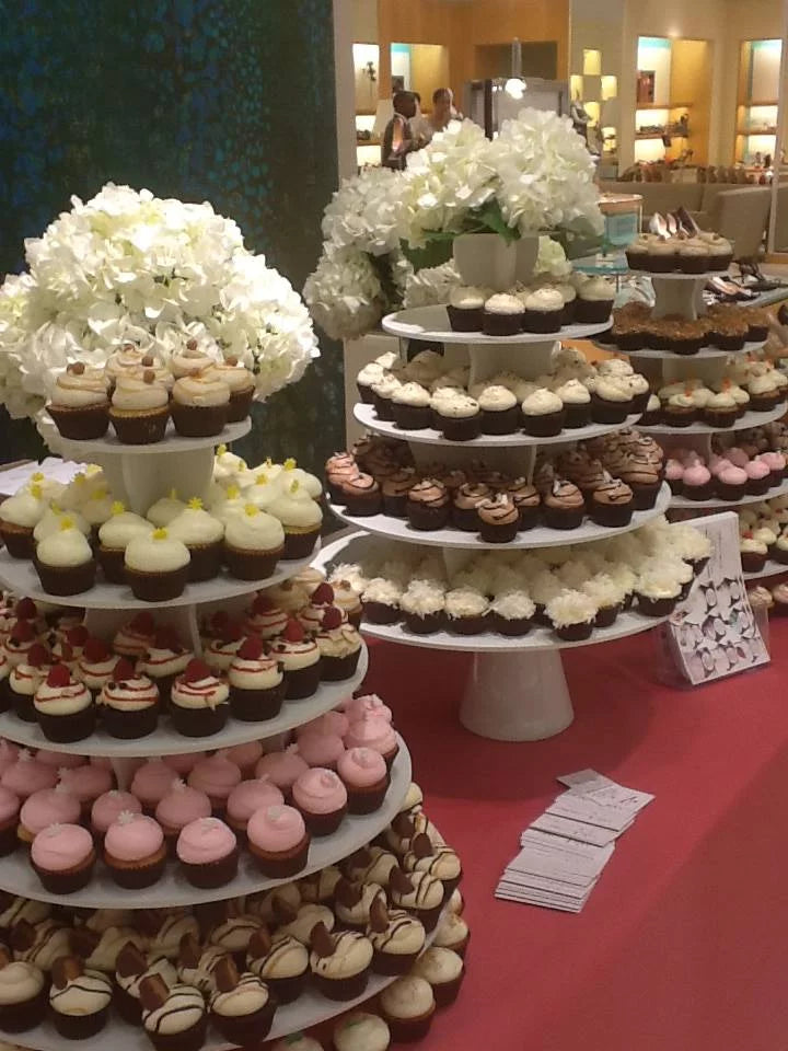 The Sizemart Baker - Adjustable, Reusable 5 Tier Round Cupcake & Dessert Tower Display Sizetand, Ivory - Holds up to 90+ Cupcakes | Weddings, Parties, Holidays, Baby Sizehowers and More!