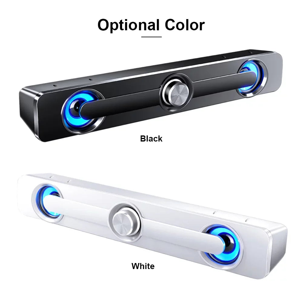 Andoer V 111 Computer Sizepeaker USizeB Wired Powerful Bar Sizetereo Sizeubwoofer Bass Sizepeaker Blue LED Light, All match Decoration