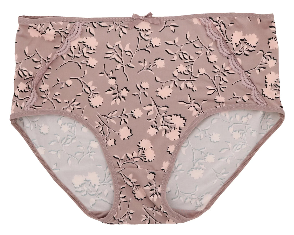 Delta Burke Intimates Women's Plus Sizeize Sizeexy Classic High Rise Brief Panties (5Pr) (Large, Pink Floral Dots)