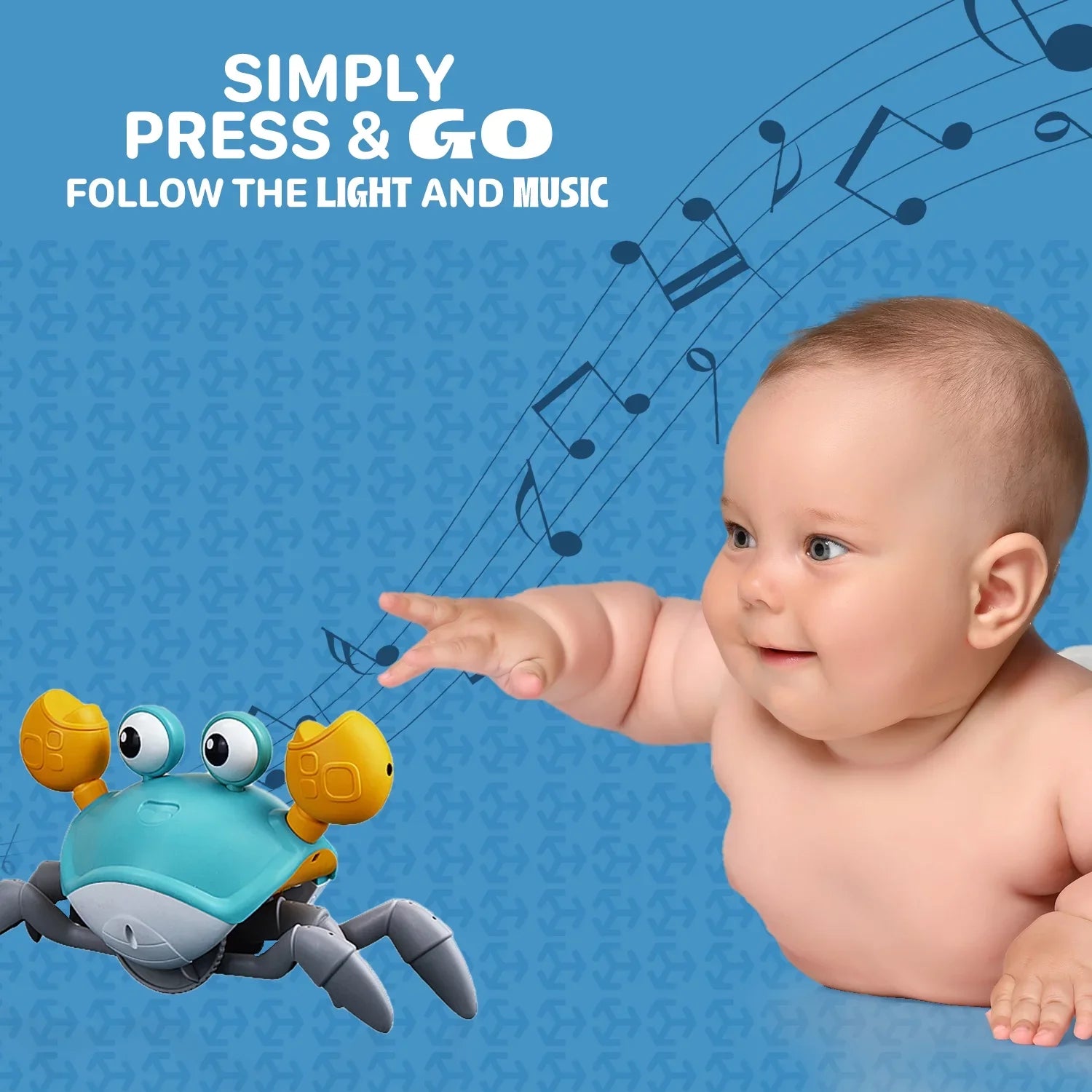 Aura Beautiful Crawling Crab With Music And Light For Little Kids 6-12 Years And Toddlers 0-6 Months Tummy Time, Learning Crawl And Cognitive Development - Kids Favorite Entertaining Gift