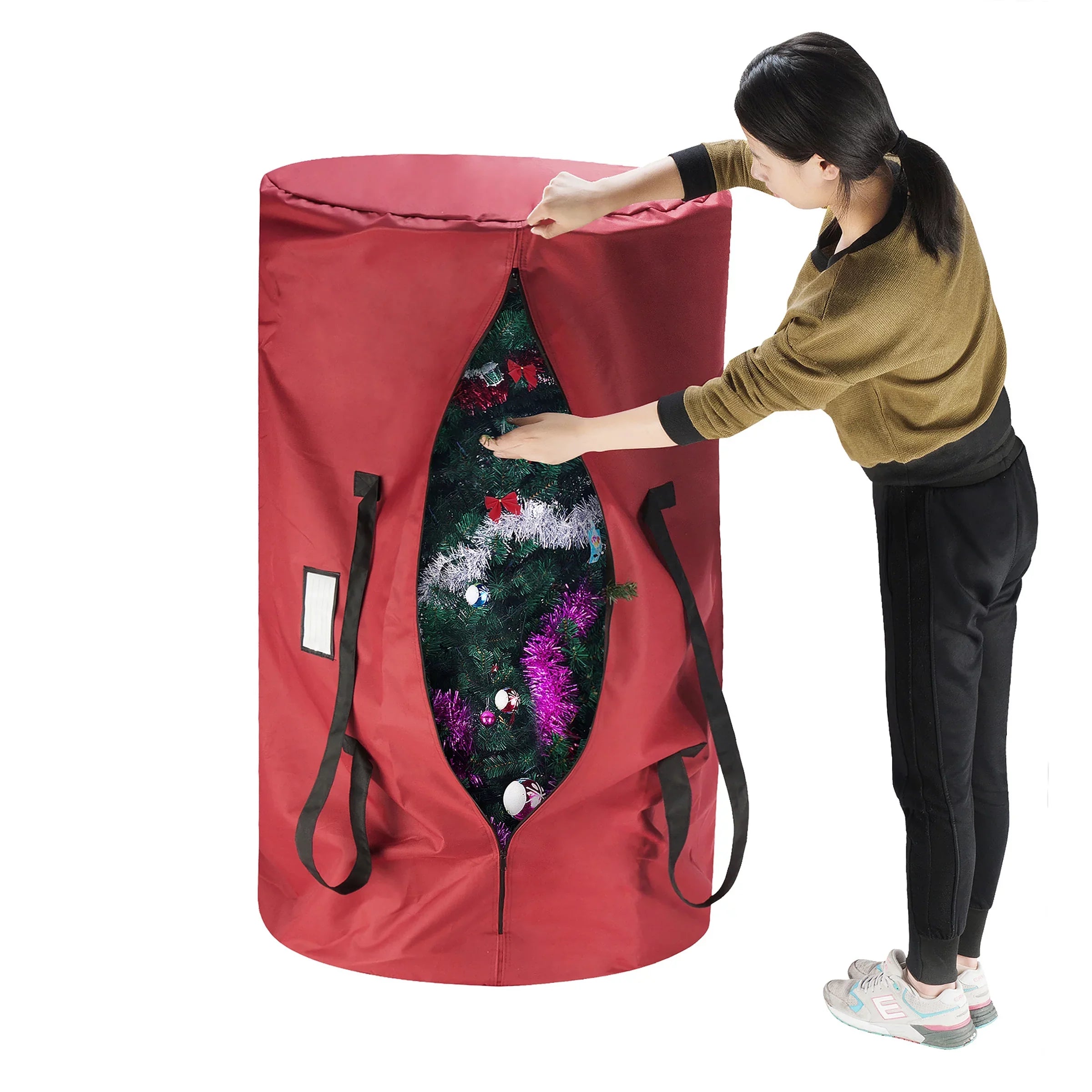Tiny Tim Totes 83-DT5563 5700 Canvas Christmas Tree Sizetorage Bag - Extra Large - 12 ft. Tree - Red
