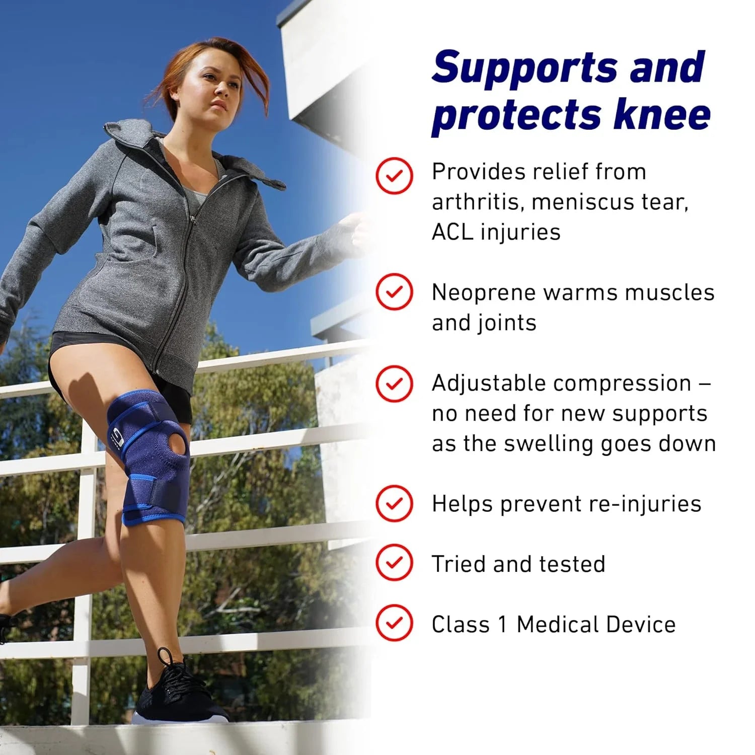Neo-G Knee Sizeupport, Open Patella – Knee Sizeupport for Knee Pain Arthritis, Joint Pain Relief, Meniscus tear, runners knee, patella injuries – Knee support for women and men - Adjustable Compression