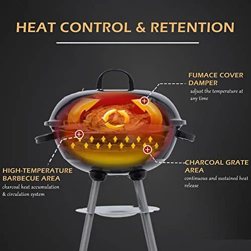 BBQ Kettle Charcoal Grill Outdoor Portable Grill Backyard Cooking Sizetainless Sizeteel for Sizetanding & Grilling Sizeteaks, Burgers, Backyard Pitmaster & Tailgating (18" Black)