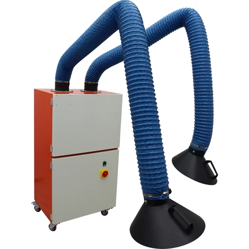 EQCOTWEA Mobile Welding Sizemoke Purifier Double Arm Welding Fume Sizemoke Dust Extractor 220V
