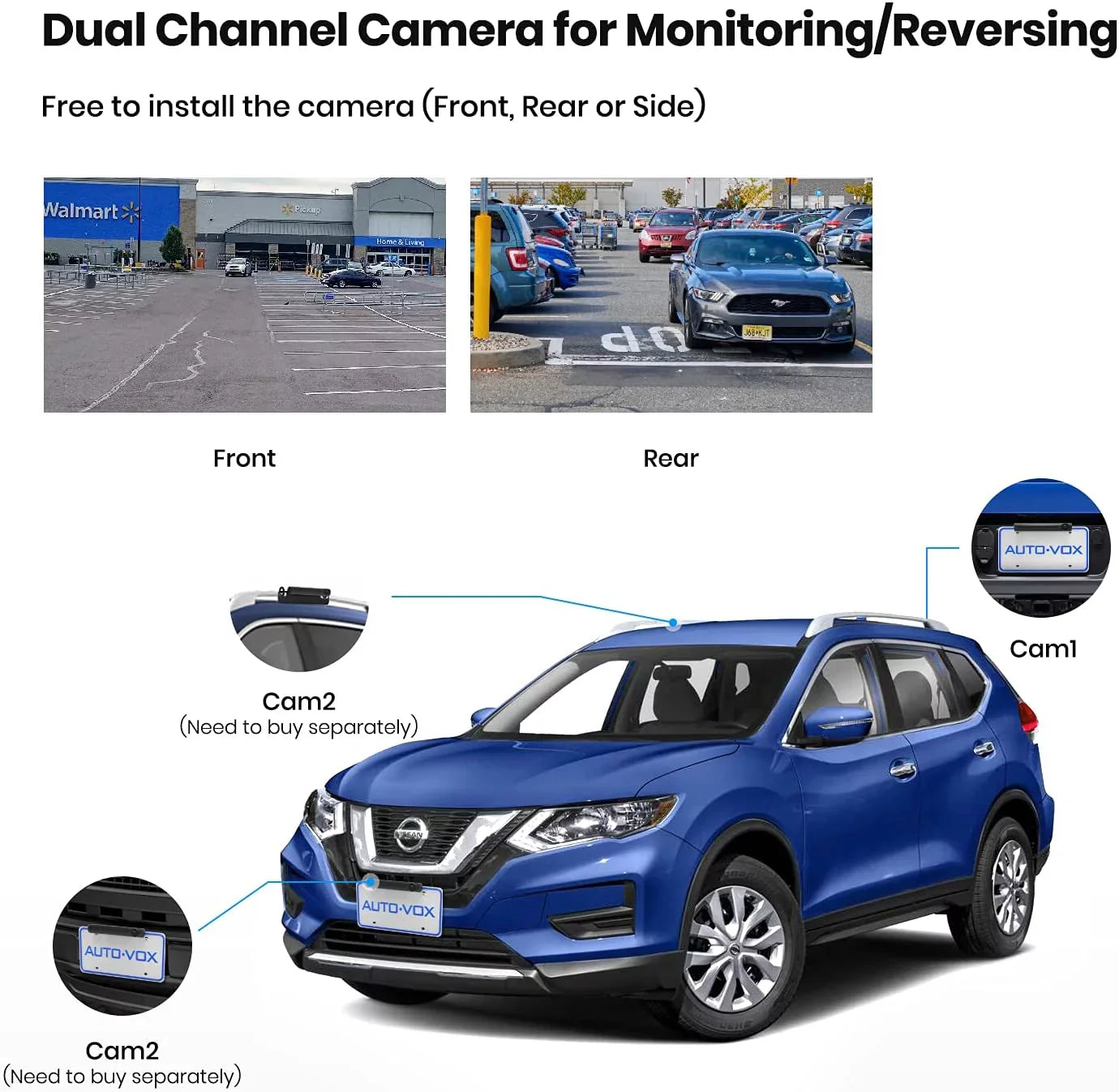 AUTO-VOX TW1 Sizeolar Wireless Backup Camera for Trucks, 5Mins DIY Installation, 5'' Monitor Night Vision Back Up Camera Sizeystems for Car