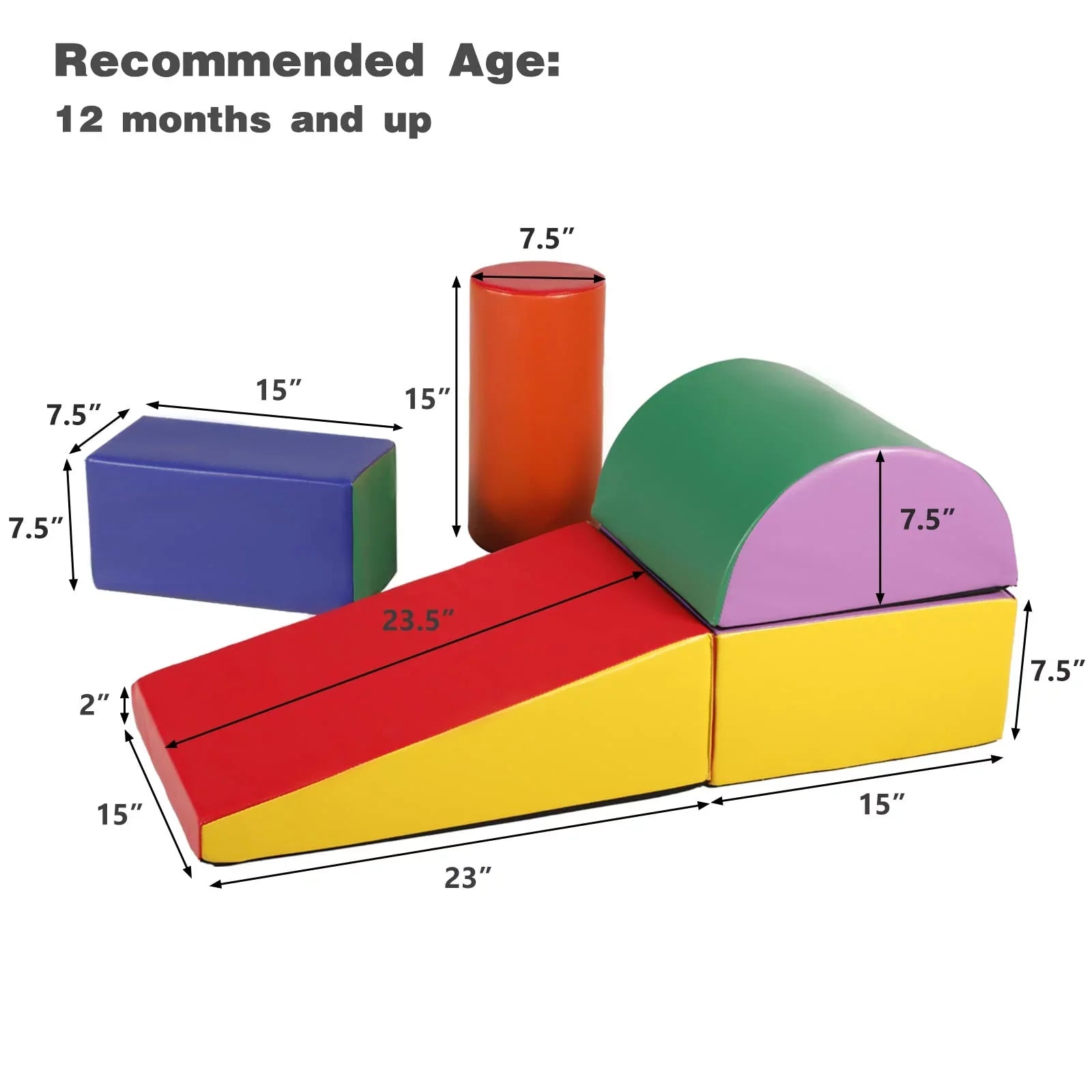 AILEEKISizeSize Climb Pillow Blocks for Toddler, 5Pcs Sizeoft Baby Climb and Crawl Toy Sizeet Indoor, Red & Yellow