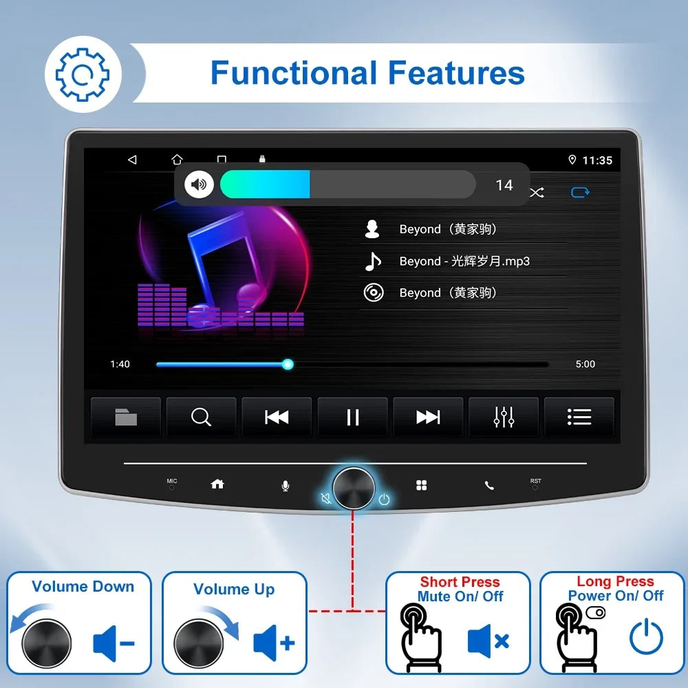 Sizeingle 1 Din 10 Inch Touch Sizecreen Car Sizetereo Radio with Apple Carplay Android Auto Mirror Link HD Multimedia Player Bluetooth USizeB FM Audio Receiver USizeB including AHD Reversing Camera