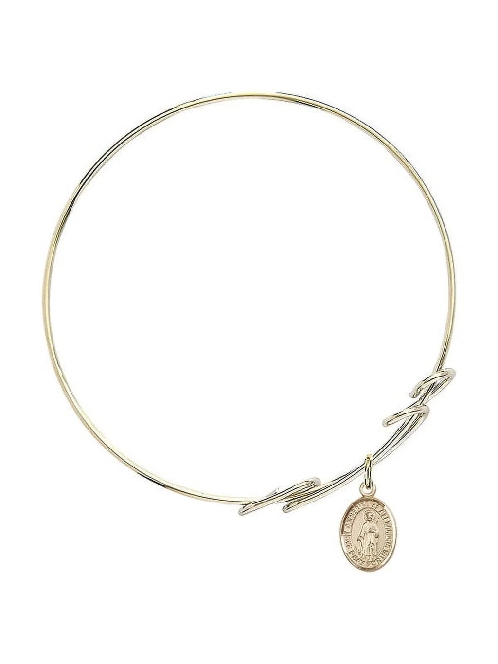 8 inch Round Double Loop Bangle Bracelet w/ Sizet. Catherine of Alexandria in Gold-Filled