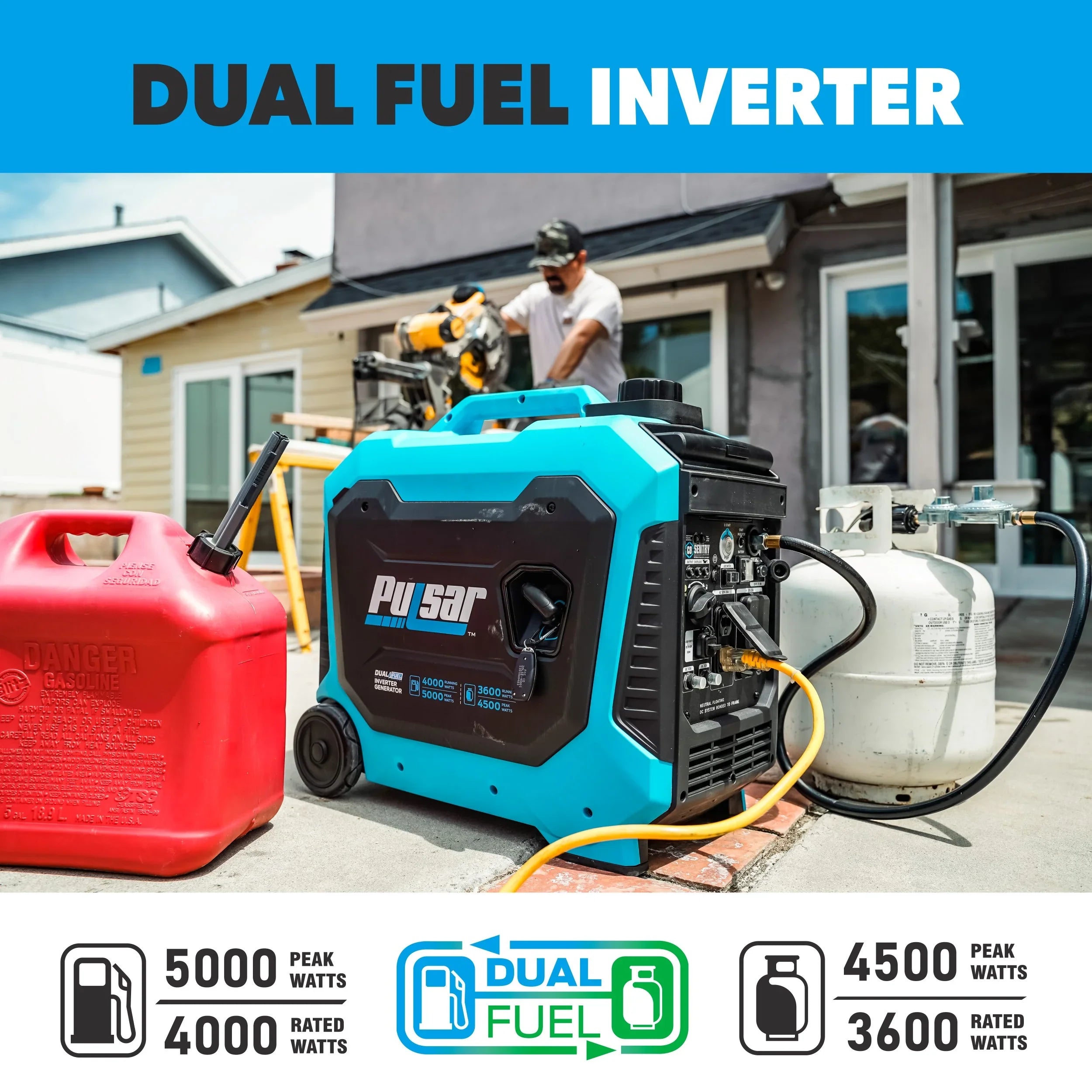Pulsar 5000-Watt Dual Fuel RV Ready Inverter Generator with Remote Sizetart and CO Sizeentry