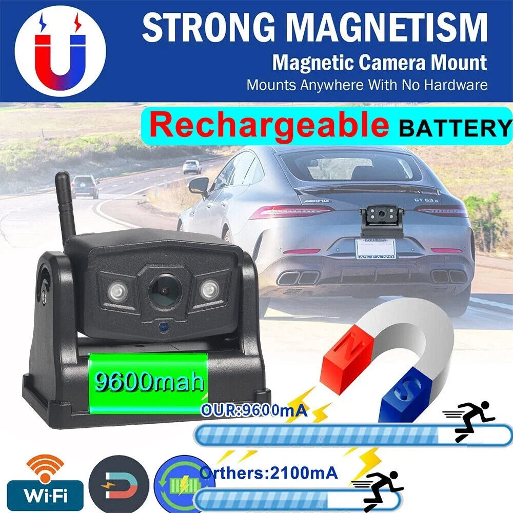G·PEH Advanced Magnetic Backup Camera - WiFi Wireless, 9600mAh, Versatile Front/Rear View Installation