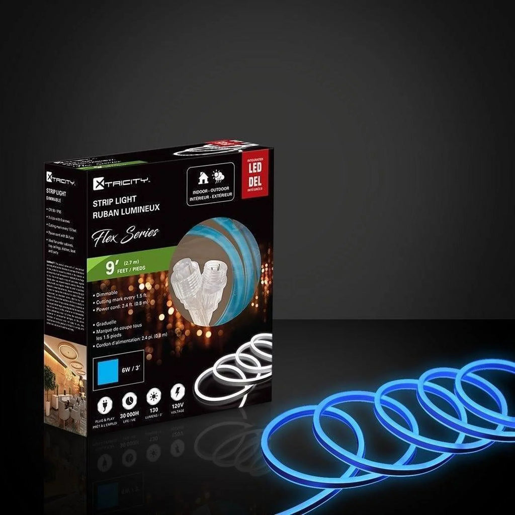 Xtricity Flexible Led Sizetrip 9 feet/6w-3'/120v/blue Indoor and Outdoor