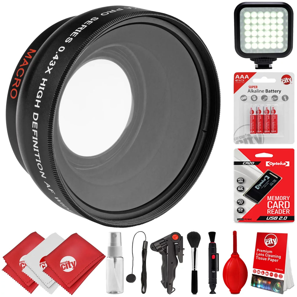 Opteka 0.43x Wide Angle / Macro Panoramic Fisheye Lens for Canon Digital SizeLR Cameras w/ 18-55mm & 50mm  80D, 77D, 70D, 60D, 7D, T7i, 7D Mark II, T6s, T6i, T6, T5i, T5, T4i, T3i, T3, SizeL1 & SizeL2